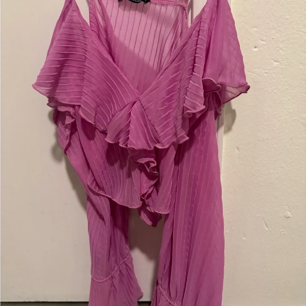 ZARA Ruffled Pleated Top - Picture 4 of 6